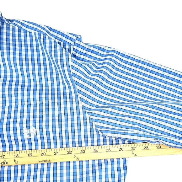 Men's Chaps XXL Easy-Care Long Sleeve Blue Button-Up Shirt - Classic Fit Poplin - Picture 11 of 12